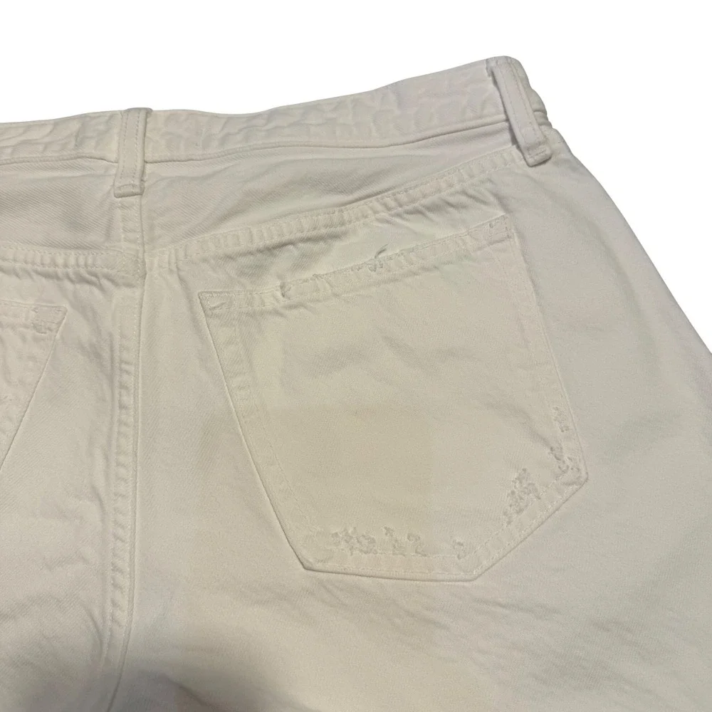 Abercrombie & Fitch Curve Love The Baggy Low Rise White Distressed Shorts 28 6